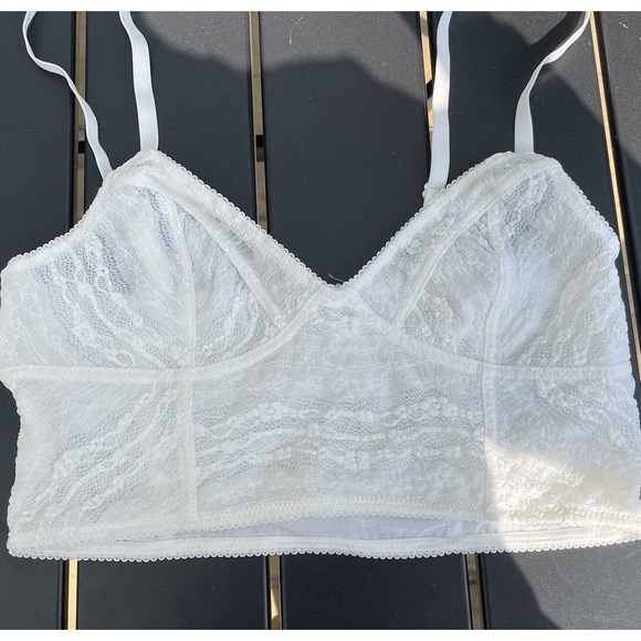Free People Other - Free People Intimately White Lace Bralette V-Neck Longline Size M